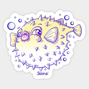 Yellow Pufferfish Puffed Sticker